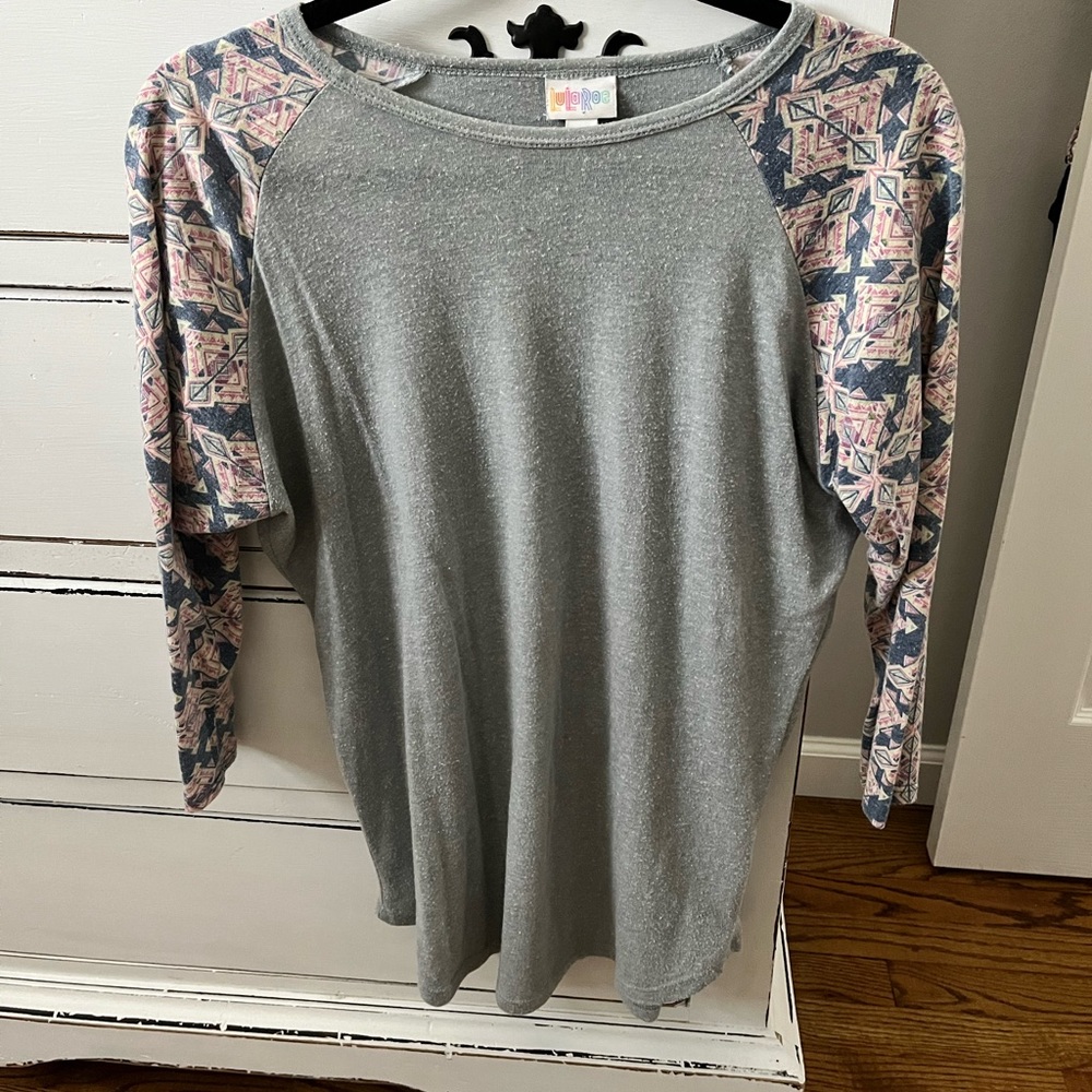 LuLaRoe Baseball 3/4 Sleeve Shirt Size M